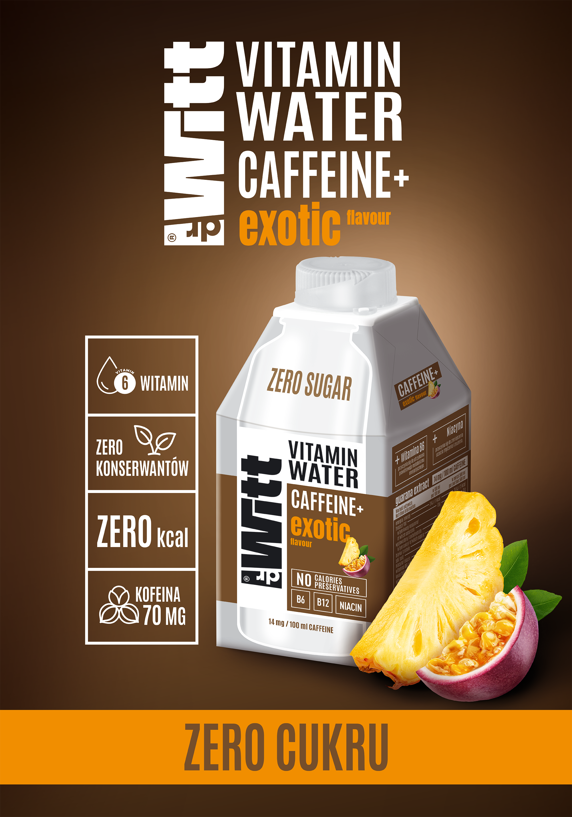 Witt Woda Kofeinowa o smaku egzotycznym 500ml