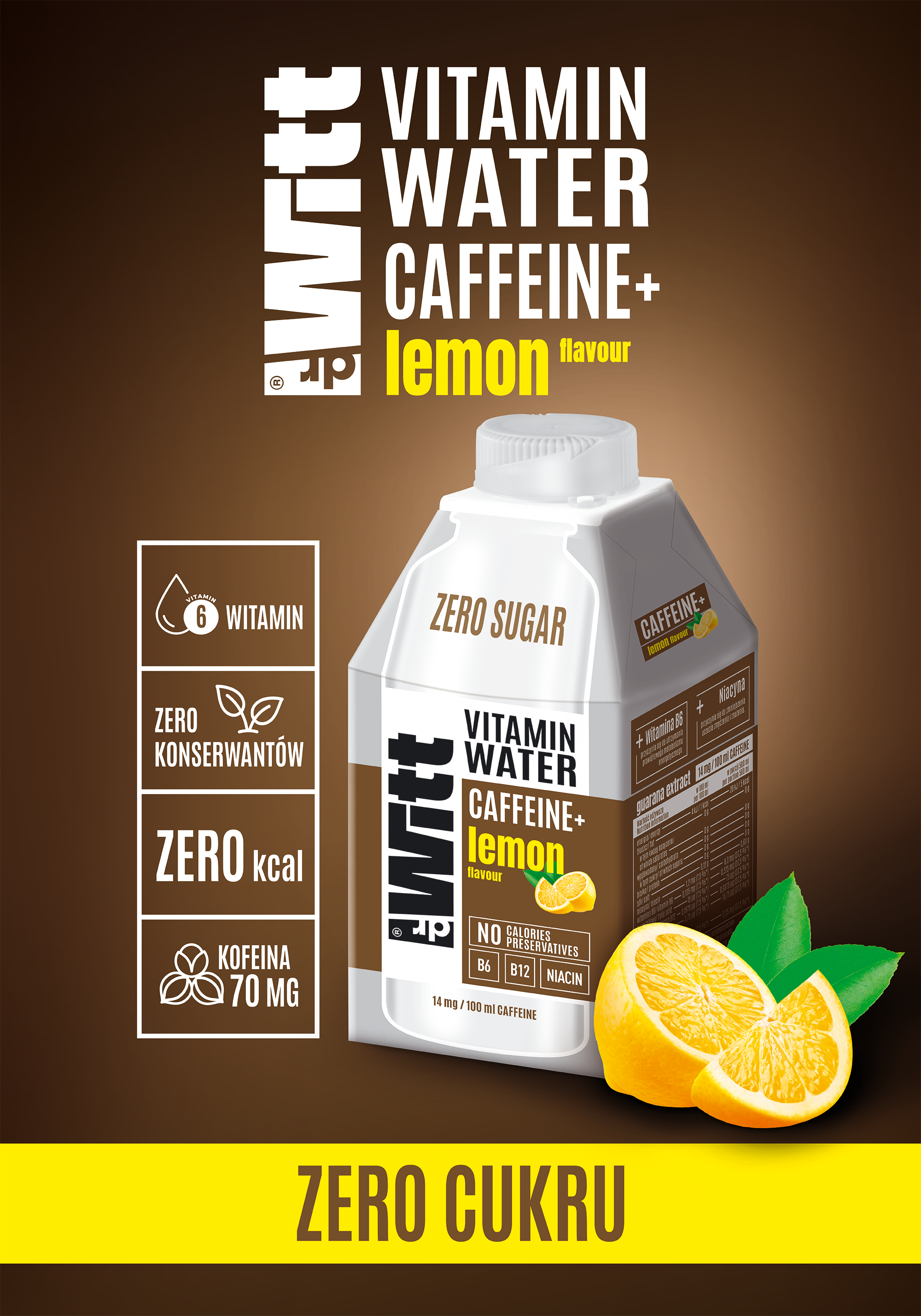 Witt Woda Kofeinowa o smaku cytryny 500ml